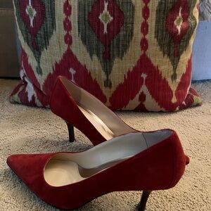 Calvin Klein red suede pumps